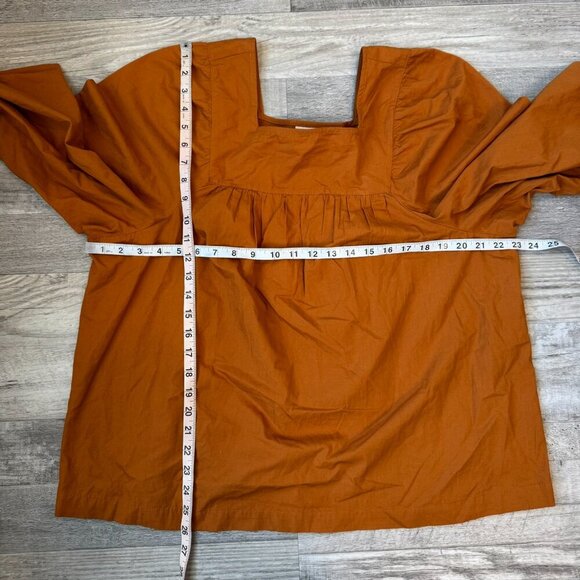 Happy Nature Orange Brown Square Neck Long Sleeve Blouse J28 - Picture 4 of 6